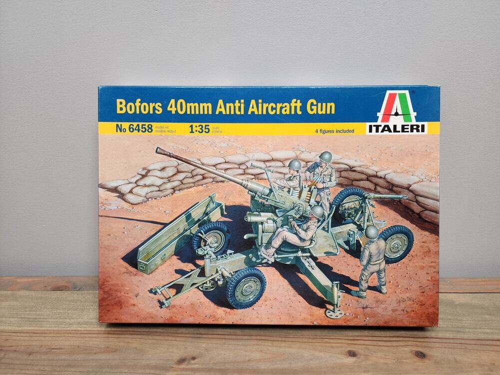 Italeri 6458 Bofors 40mm Anti Aircraft 1:35 4 Figures Included New Open Box